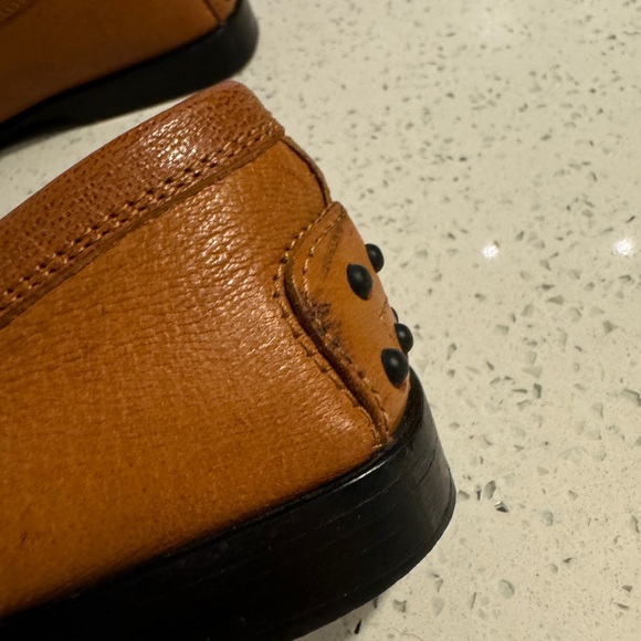 Tod’s Tan Leather Buckle Loafers Women's EU 36.5 US 6.5 Square Toe - Picture 6 of 10